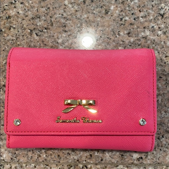 Samantha Thavasa pink saffiano leather wallet - Picture 1 of 9